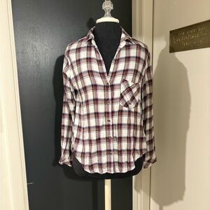 Cloth and Stone by Anthropologie Plaid Button-Up Lightweight Flannel Shirt 💜